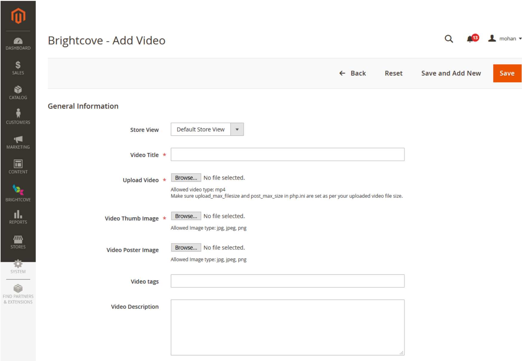 Add Videos Page
