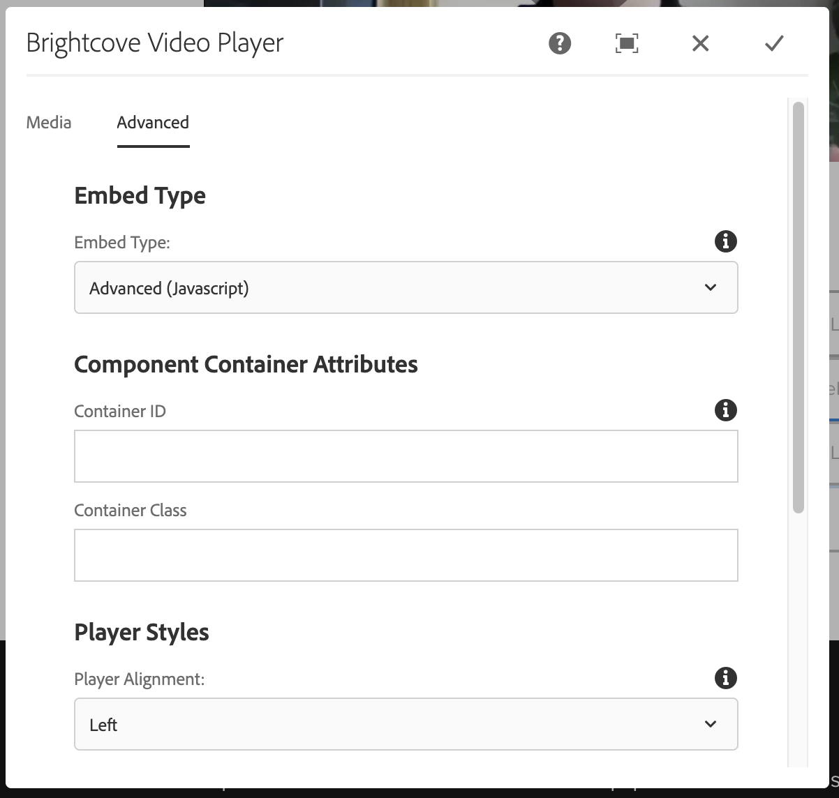 Configure Player Dialog