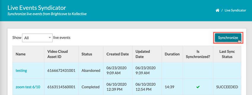Synchronize multiple events