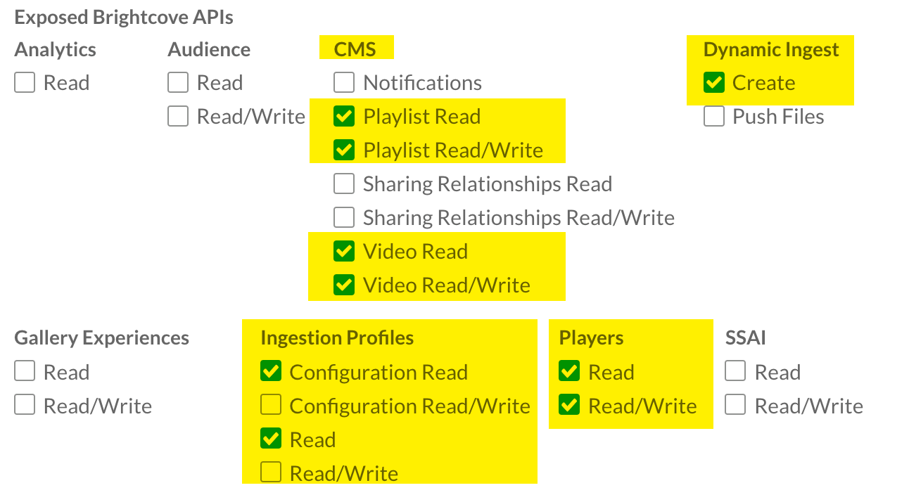API Permissions Needed