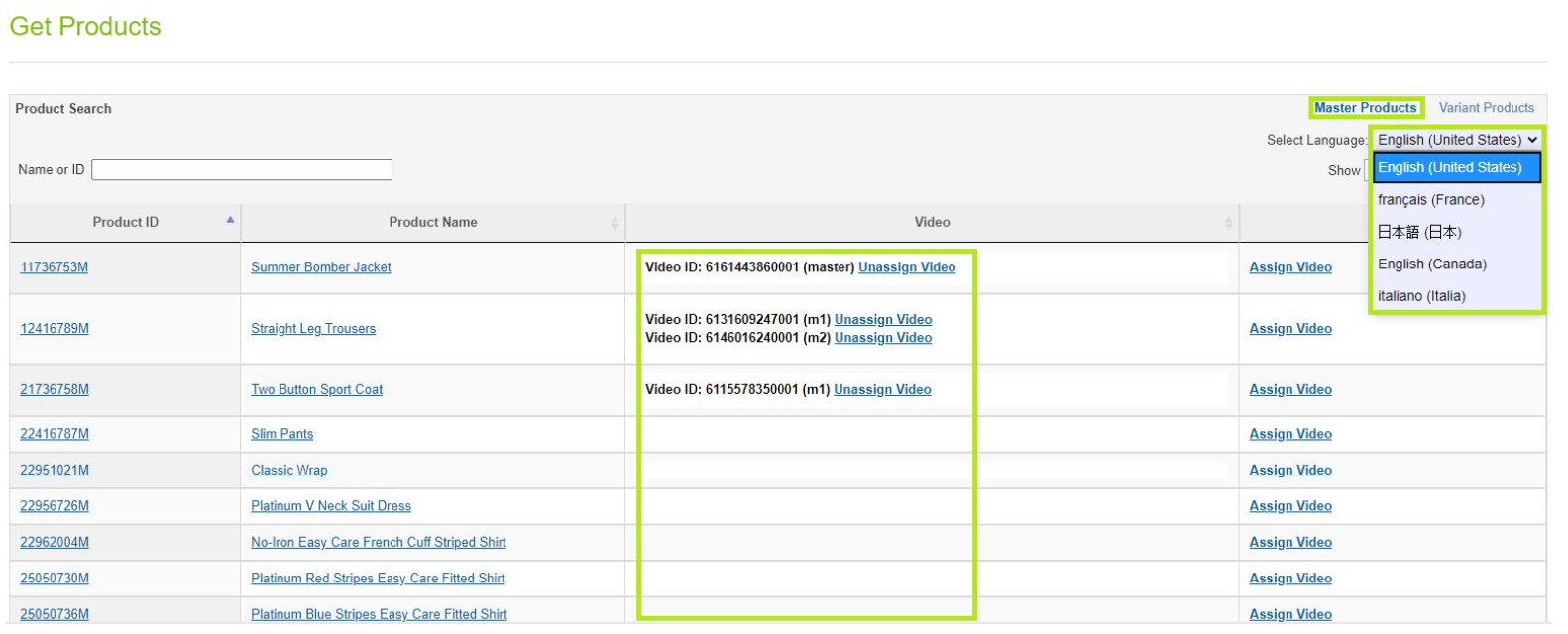 Locale Menu - English