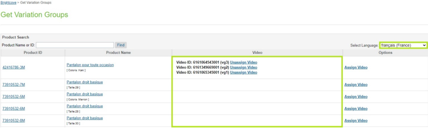 Locale Menu - French