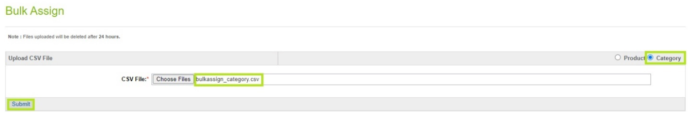 Submit CSV File - Category