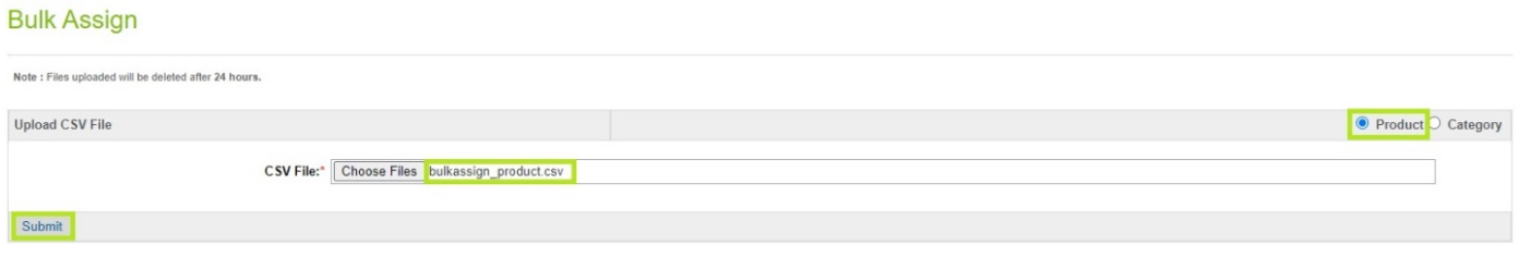Submit CSV File - Product